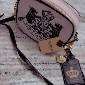 Juicy Couture Pink and Black Emblem Crossbody Bag